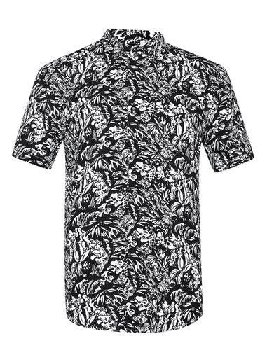 Topman Mens Black And White Hawaiian Print Viscose Shirt