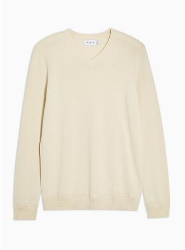 Topman Mens Cream Off White V Neck Sweater