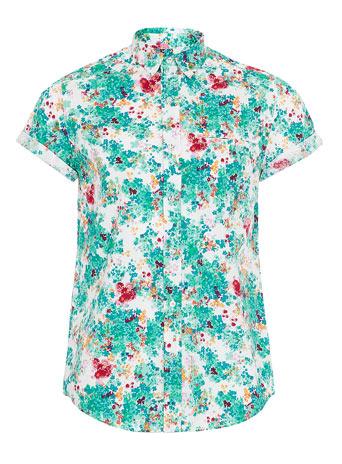 Multicoloured Blurry Floral Print Short Sleeve Shirt