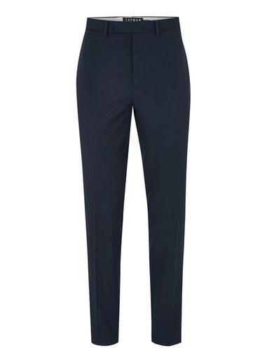 Topman Mens Blue Navy Textured Muscle Suit Pants