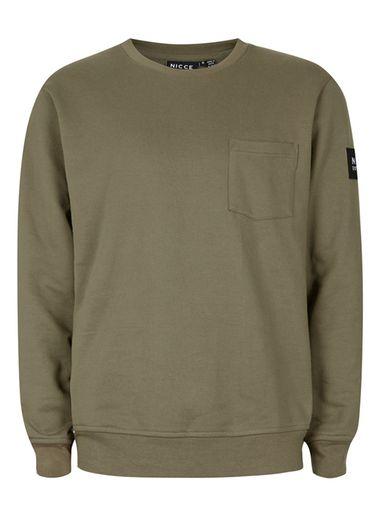 Topman Mens Green Nicce Khaki Pocket Sweatshirt