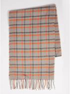 Topman Mens Grey And Orange Grid Woven Scarf