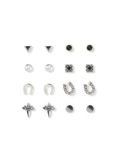 Topman Mens Silver Grunge Earring Pack
