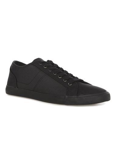 Topman Mens Black Pu Perf Sneakers