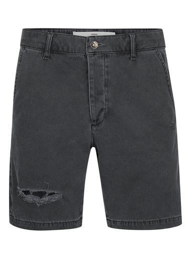 Topman Mens Grey Charcoal Twill Rip Chino Shorts