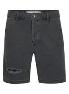 Topman Mens Grey Charcoal Twill Rip Chino Shorts