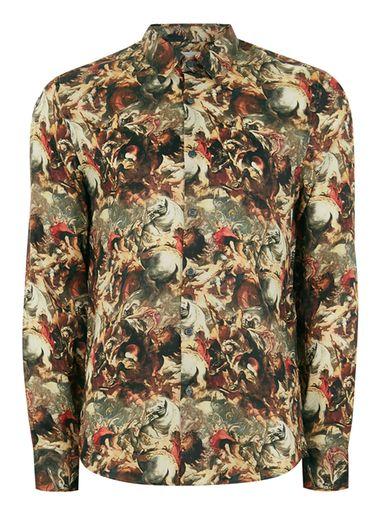Topman Mens Multi Satin Premium Print Shirt