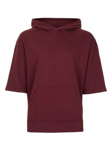 Topman Mens Red Burgundy Short Sleeve Hoodie