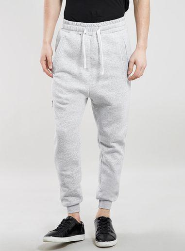 Topman Mens Jog On Grey Skinny Fit Drop Crotch Joggers*