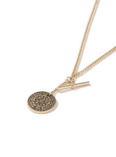 Topman Mens Gold Coin T Bar Necklace*