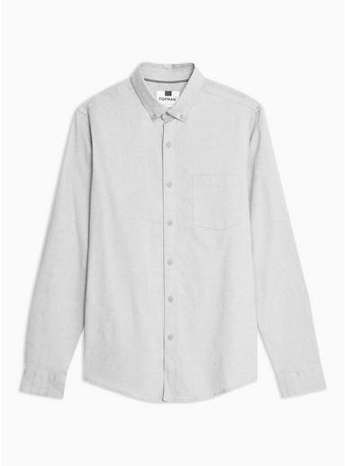 Topman Mens Grey Gray Stretch Skinny Oxford Shirt