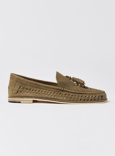 Topman Mens Khaki Suede Weave Mantis Loafers*
