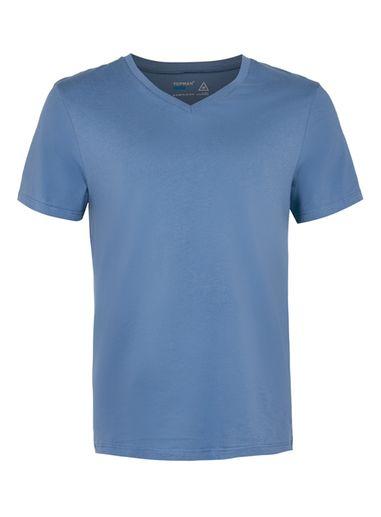Topman Mens Blue Slim Fit V-neck T-shirt