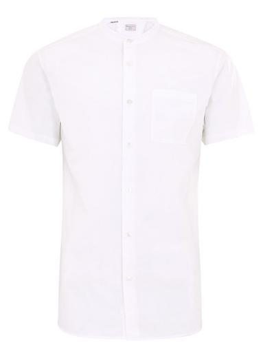 Topman Mens Selected Homme White Stand Collar Short Sleeve Shirt