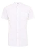 Topman Mens Selected Homme White Stand Collar Short Sleeve Shirt