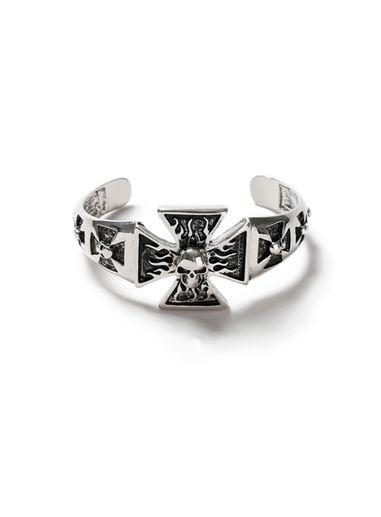 Topman Mens Silver Skull Cuff