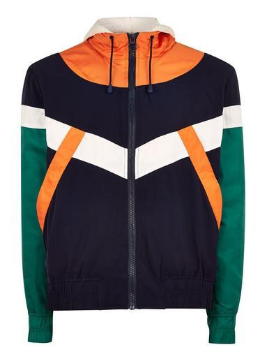 Topman Mens Multi Cut And Sew Borg Lined Windbreaker Jacket