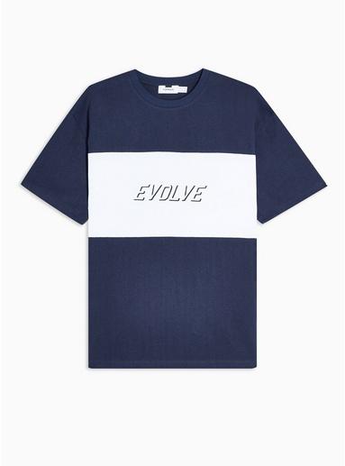 Topman Mens Navy Sports Panelled T-shirt