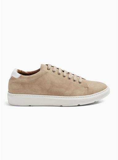 Topman Mens Brown Beige Faux Suede Drill Sneakers