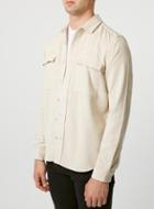 Topman Mens Cream Cord Double Pocket Long Sleeve Casual Overshirt