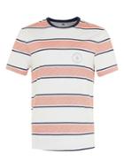 Topman Mens Off White And Red Stripe T-shirt