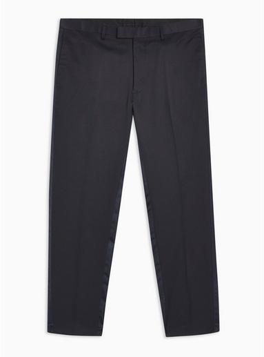 Topman Mens Navy Side Stripe Skinny Cropped Trousers