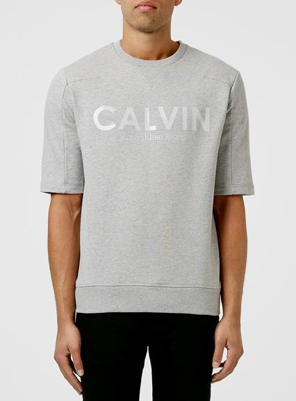 Topman Mens Calvin Klein Short Sleeve Grey Sweatshirt