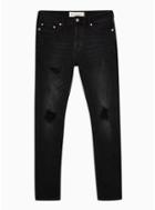 Topman Mens Washed Black Blowout Stretch Skinny Jeans