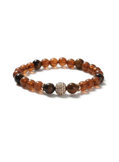 Topman Mens Brown Semi Precious Beaded Bracelet