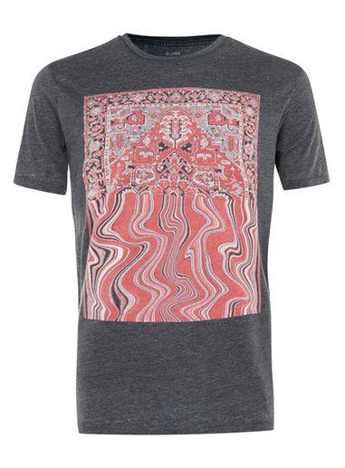 Topman Mens Globe Grey Blended Print T-shirt*