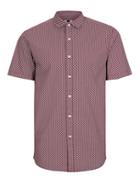 Topman Mens Red Burgundy Short Sleeve Floral Shirt