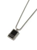 Topman Mens Black Silver Look Look Trapped Stone Necklace*