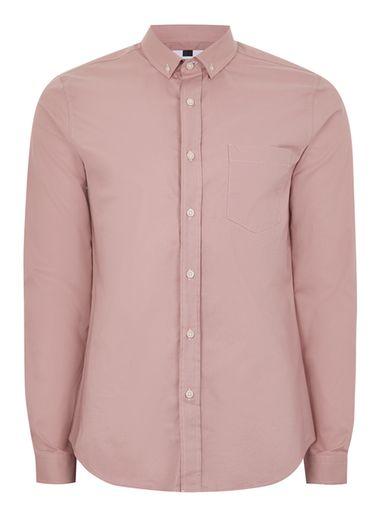 Topman Mens Pink Muscle Fit Oxford Shirt