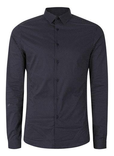 Topman Mens Blue Navy Pindot Stretch Skinny Fit Dress Shirt
