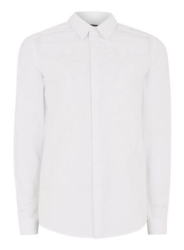 Topman Mens White Embroidered Shirt