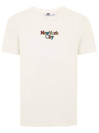 Topman Mens Cream Ecru New York T-shirt