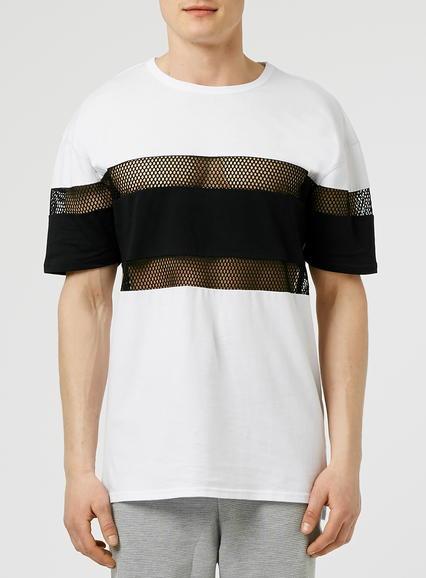 Topman Mens White Cut And Sew T-shirt