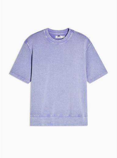 Topman Mens Purple Washed Lilac Short Sleeve Sweatshirt