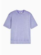 Topman Mens Purple Washed Lilac Short Sleeve Sweatshirt
