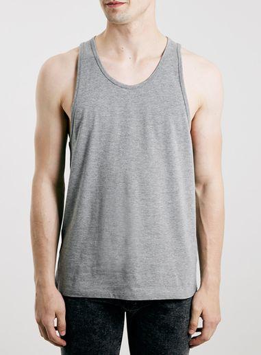 Topman Mens White Grey Marl Slim Fit Tank Top