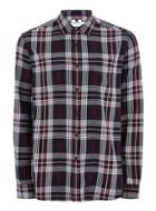 Topman Mens Navy And Red Dobby Check Shirt