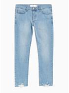 Topman Mens Blue Misty Raw Hem Slim Jeans