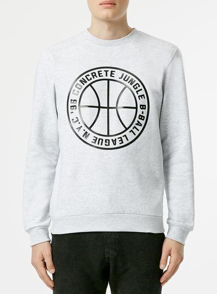 Topman Mens Grey Gray Concrete Jungle Sweatshirt