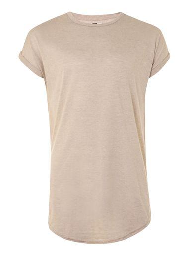 Topman Mens Brown Longline Drop Shoulder T-shirt