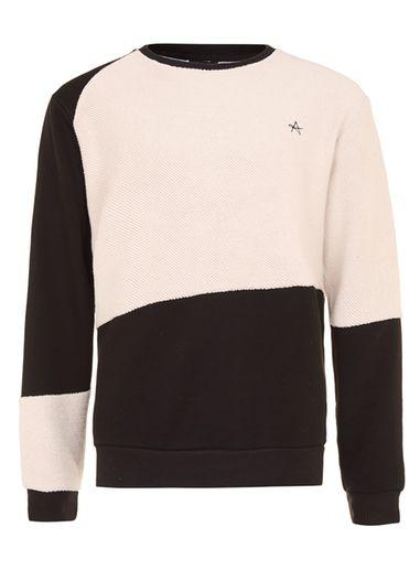 Topman Mens Antioch Black And Off White Diagonal Panel Sweatshirt*