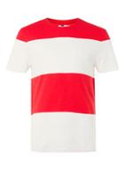 Topman Mens White And Red Stripe T-shirt