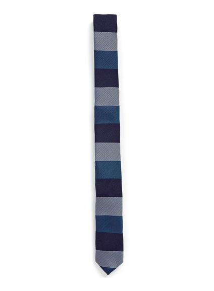 Topman Mens Blue Turquoise And Navy Block Stripe Tie
