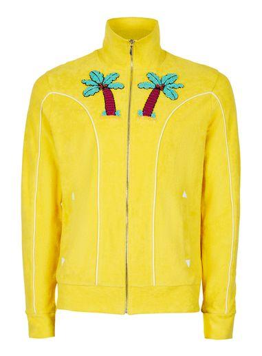 Topman Mens Topman Design Yellow Palms Towelling Track Top