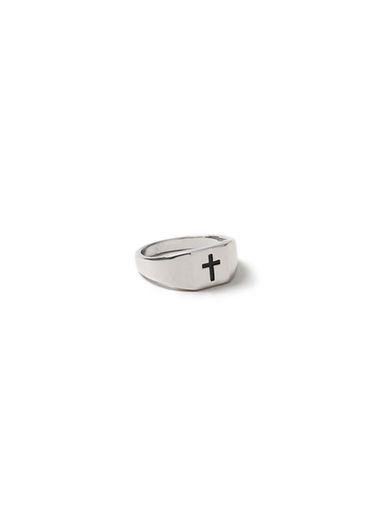 Topman Mens Silver Cross Signet Ring*