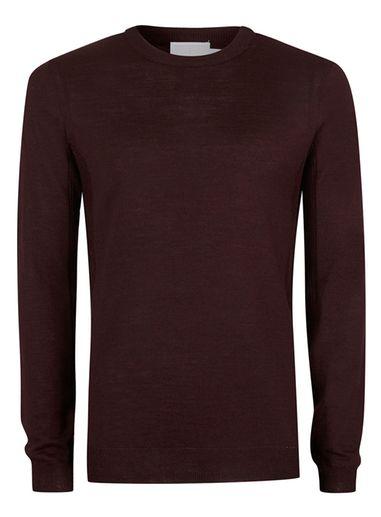 Topman Mens Premium Burgundy Merino Blend Sweater